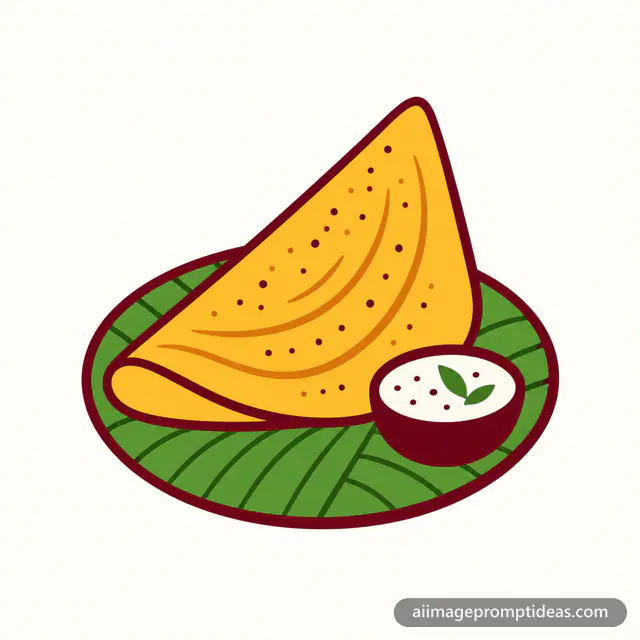 Flat vector logo of a folded dosa on a banana leaf for a dosa cafe, AI generated