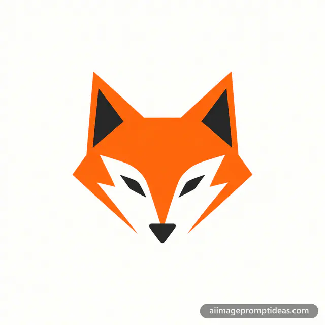 Minimal geometric orange and charcoal fox head logo on an off-white background, AI generated