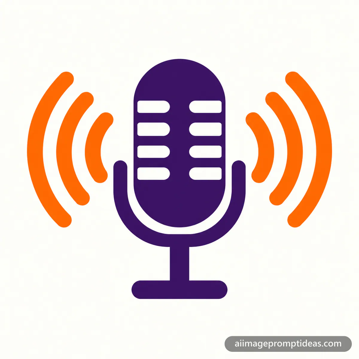 Flat vector podcast logo with a microphone and sound waves, AI generated