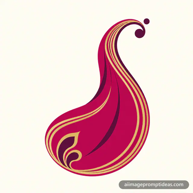 Flat vector logo of a saree drape forming a paisley for a boutique, AI generated