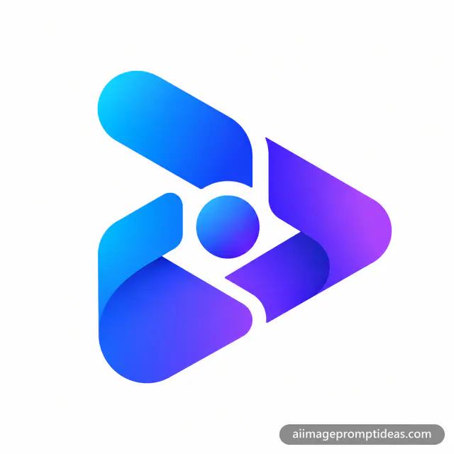 Abstract tech startup logo of interlocking rounded shapes in a blue to violet gradient, AI generated